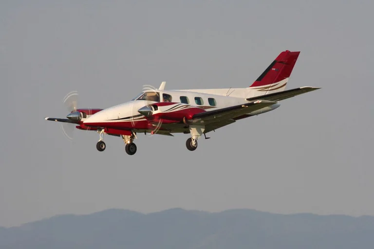 Beechcraft Duke aircraft on approach to land