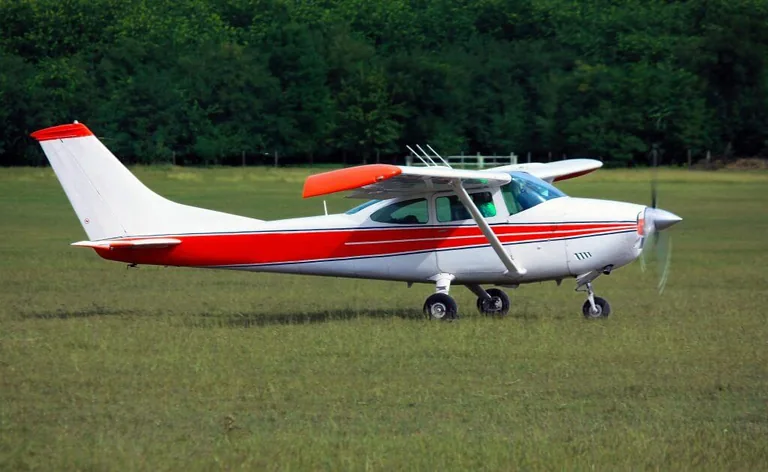 Cessna 182 aircraft on a grass airfield