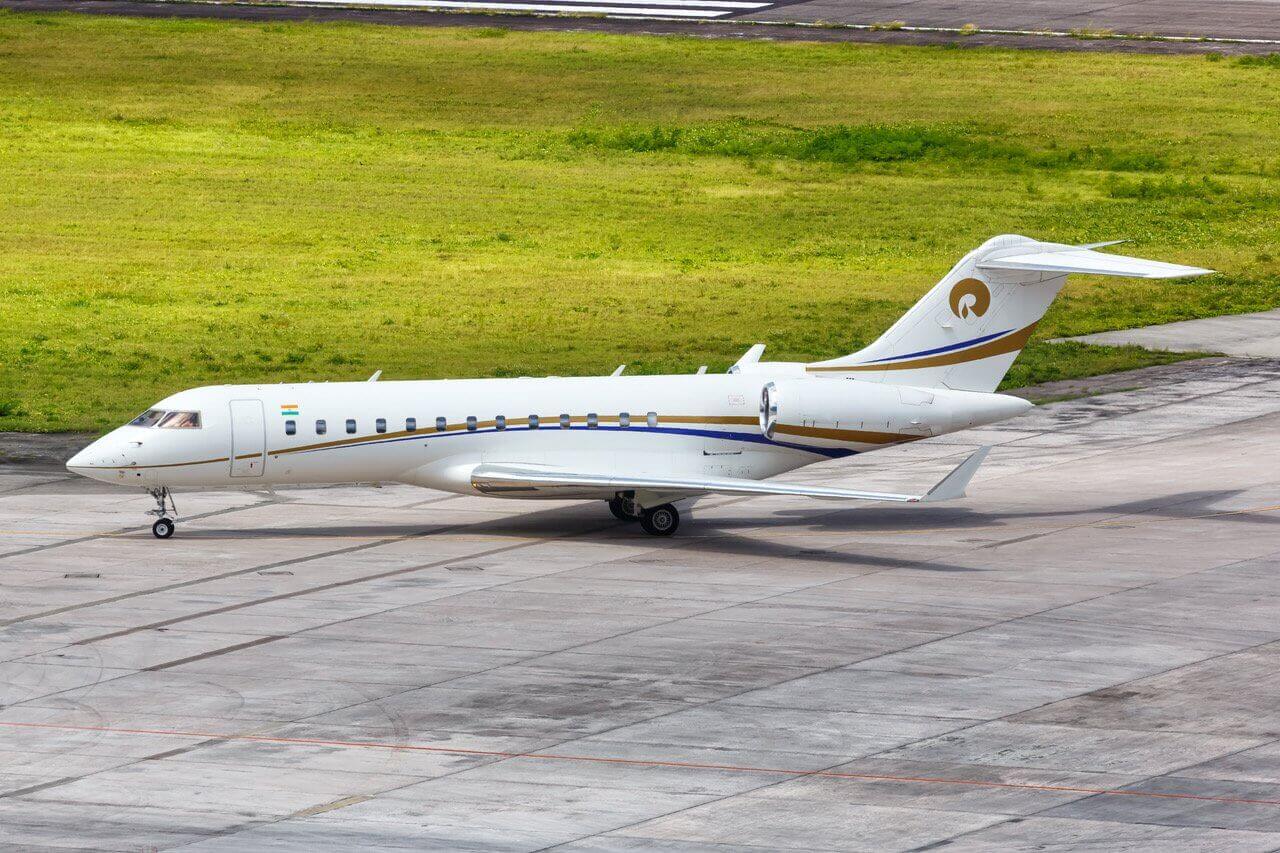 Bombardier Global Express on an airport taxiway