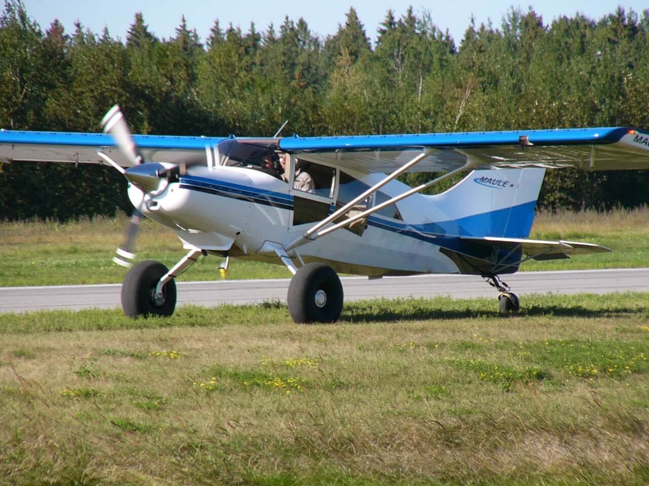High wing airplane parked on a grassy field