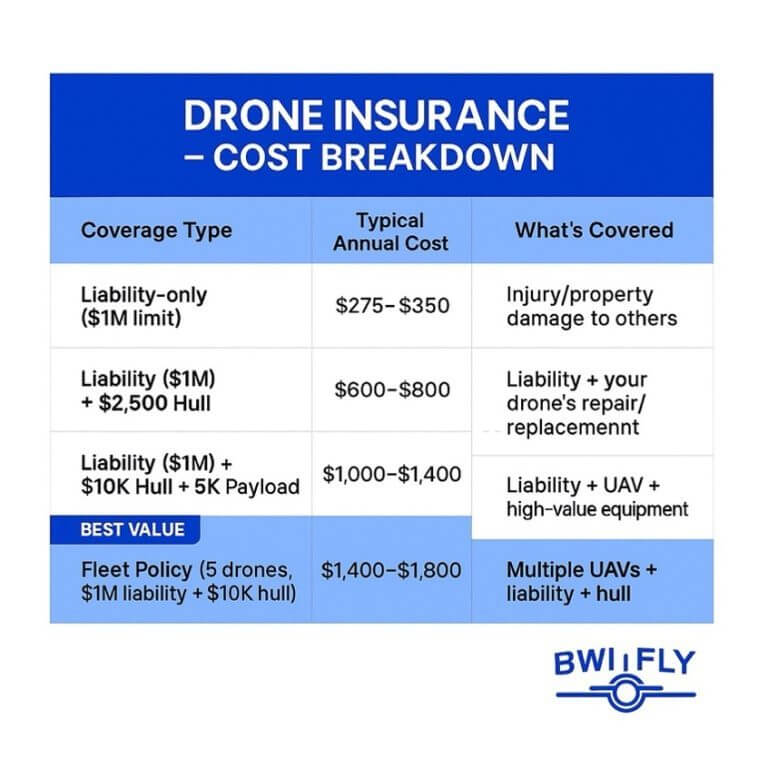 Commercial Drone Insurance Cost – What Professionals Pay in 2025 | BWI
