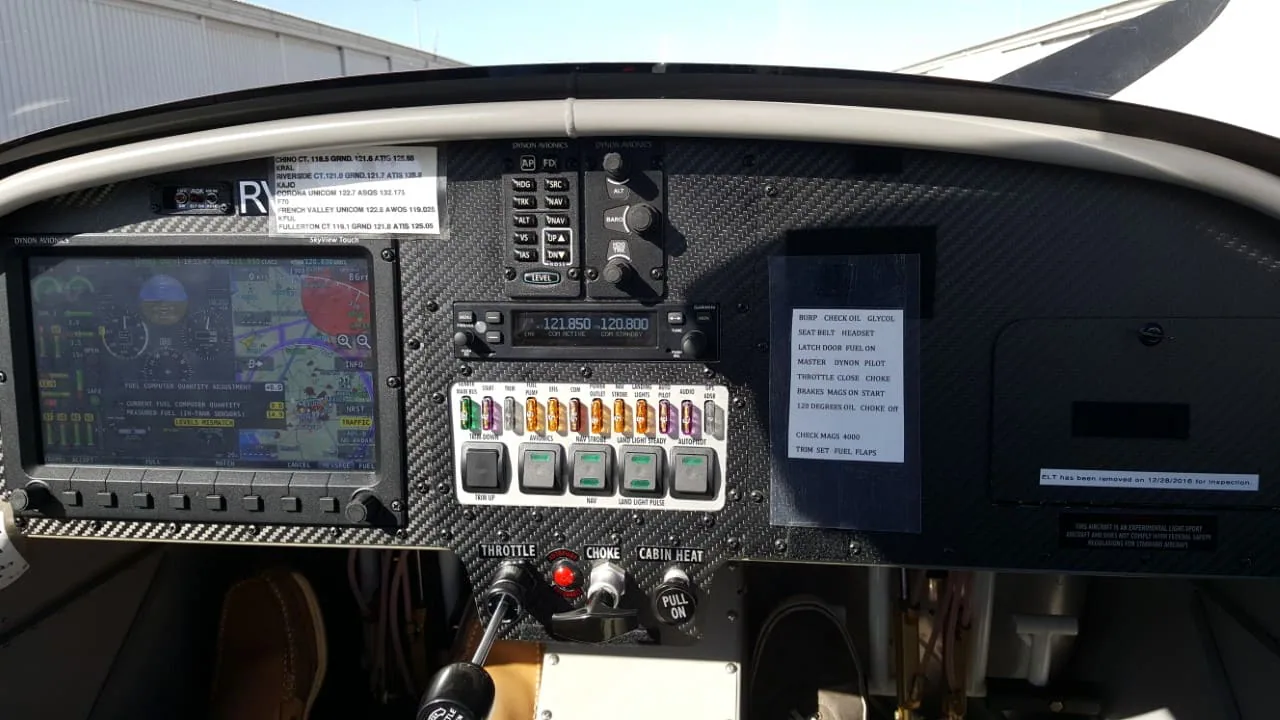 RV 12 aircraft cockpit instrument panel