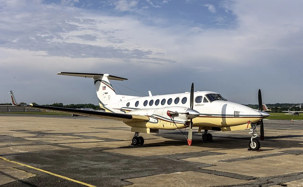 Beechcraft King Air 350 N614CW parked on an airport apron