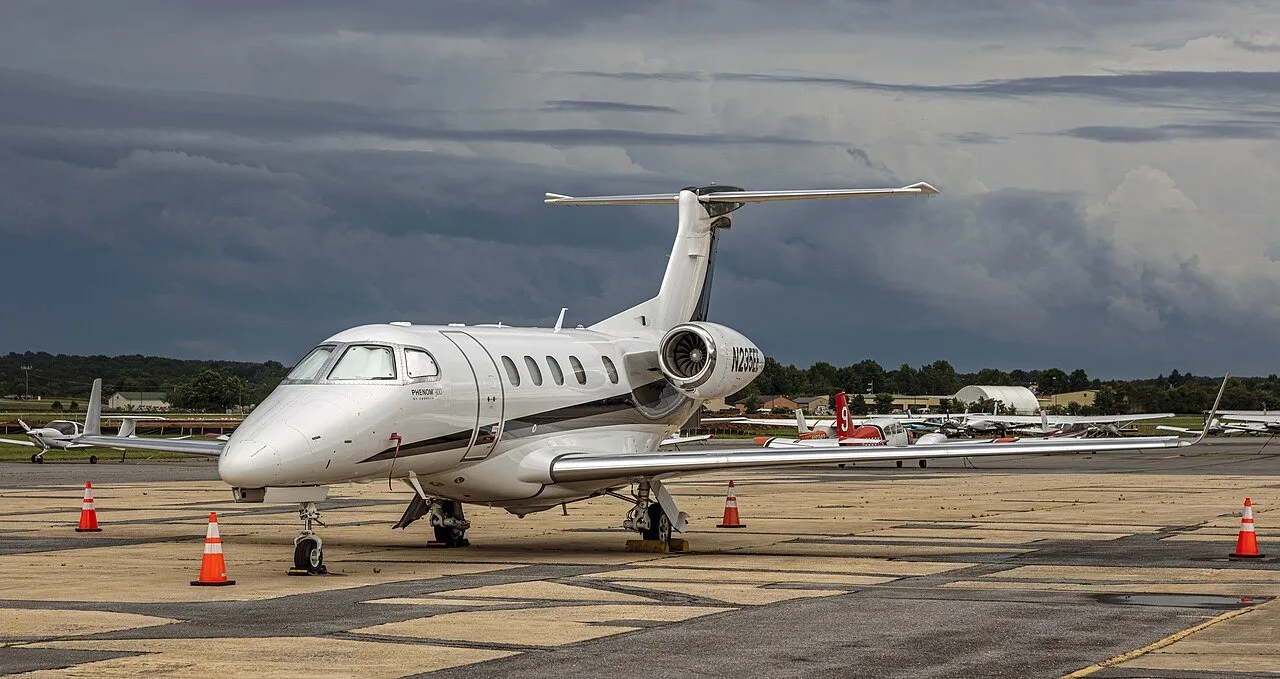 Embraer Phenom 300 N235EE shown as an example business aircraft for a charter fleet