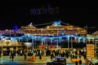Drone light show above Funchal harbour on New Years Eve
