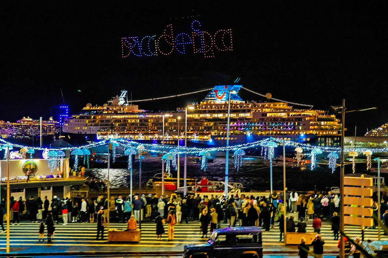 Drone light show above Funchal harbour on New Year’s Eve